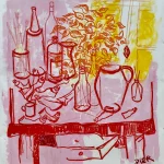 Table d'atelier devant la fenêtre 1||120 x 134 cm||Technique mixte sur papier||Pier||Disponible||serie-urbain1