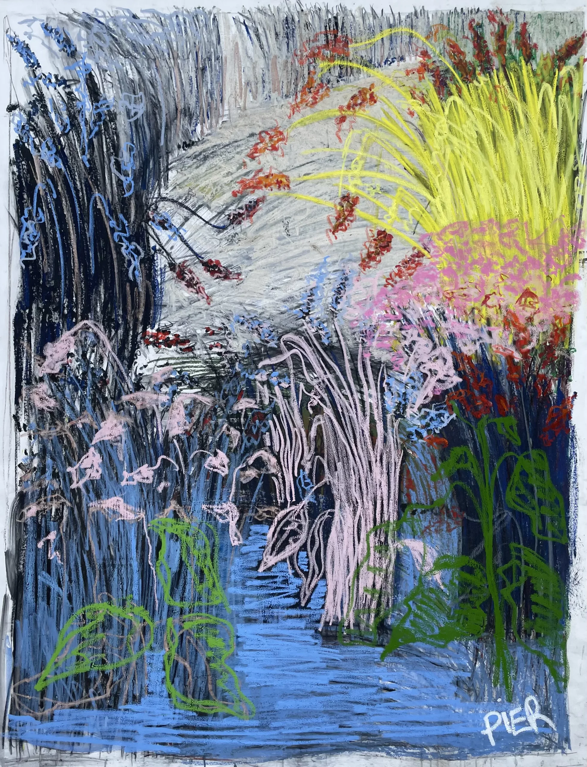 Les herbes hautes 2||190 x 150 cm||Technique mixte sur papier||Pier||Disponible||serie-urbain1