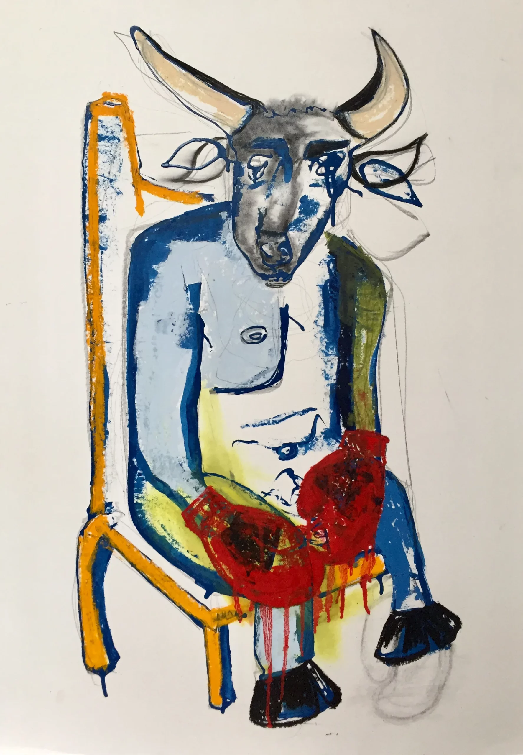 Taureau dans les cordes||70 x 100 cm||Technique mixte sur papier||Pier||Disponible